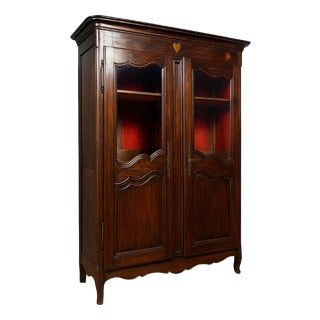 Louis XV Style Bookcase in Walnut and Oak and Beech For Sale