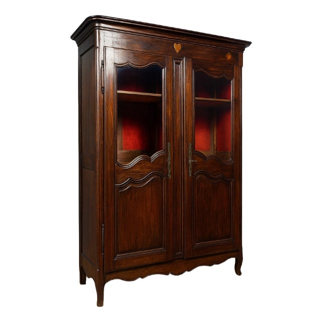 Louis XV Style Bookcase in Walnut and Oak and Beech For Sale