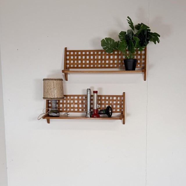Mid-Century Wall Shelves with Woven Back Panel from Úluv, 1960s, Set of 2 For Sale - Image 12 of 12