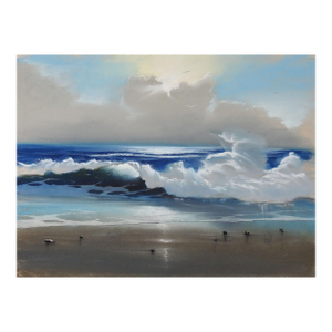 Late 20th Century Beach Seascape Pastel Painting