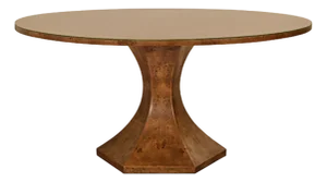 Matthew Izzo Home Bryce "60 Round Dark Burlwood Pedestal Dining Table With Glass Top