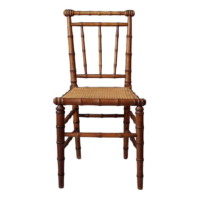 Vintage Side Chair in Rattan and Faux Bamboo, 1900s For Sale