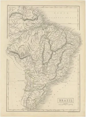 Antique Map of Brazil with Original Outline Hand-Colouring, 1844