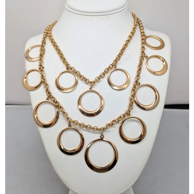 Napier Vintage Signed Napier Goldtone O Charms Necklace For Sale - Image 4 of 8