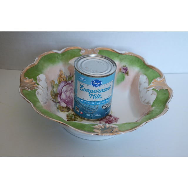 Ceramic Vintage Gold Trimmed Porcelain Floral Bowl For Sale - Image 7 of 9