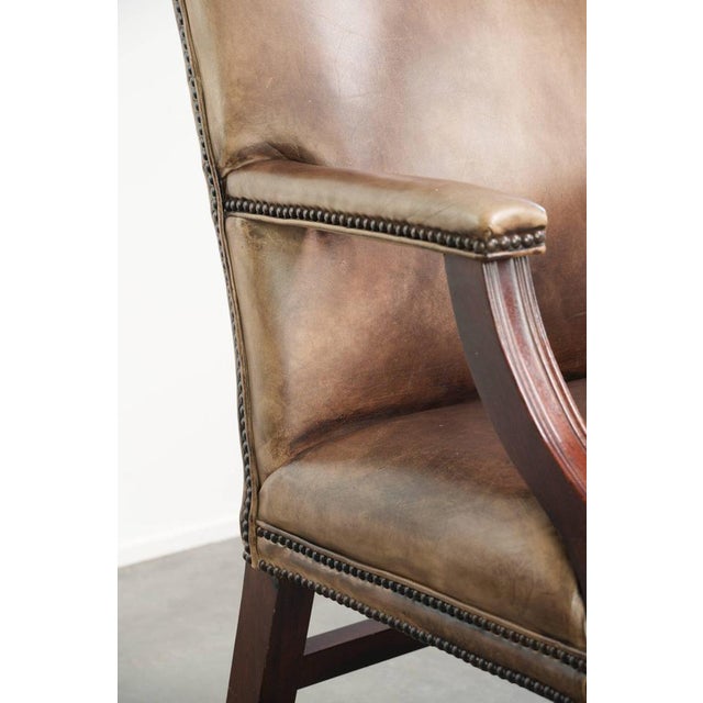 English-Style Gainsborough Desk Chair in Cowhide Leather For Sale - Image 10 of 13