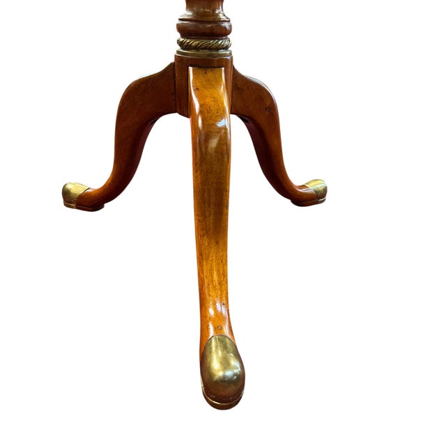 Wood 1990s Theodore Alexander British Colonial Campaign Tripod Side Table With Brass Inlay For Sale - Image 7 of 10