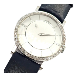 Vintage Longines White Gold Diamond Bezel Manual Wind Mystery Dial Watch
