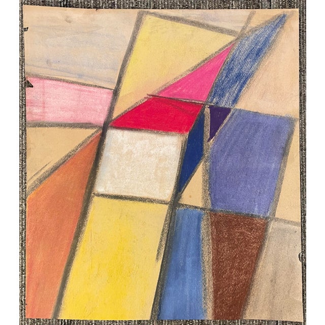 Modern geometric pastel on paper by Vermont artist Frank Wallace (1915/18-2003). Wallace was born in Toledo, Ohio and grew...