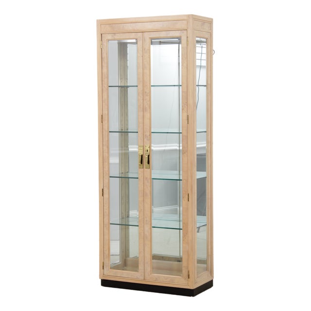 Drexel Heritage Burl Ash Campaign Curio Cabinet For Sale