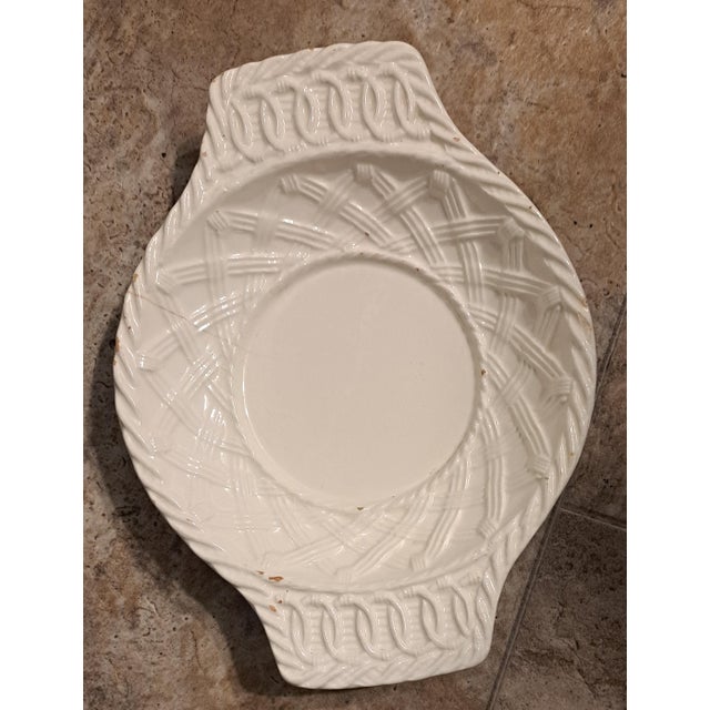 Midcentury White Italian Ceramic Weaved Ornate Dish For Sale - Image 9 of 9