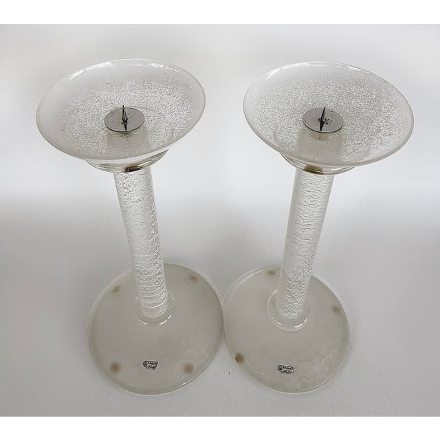 Karl Springer Italian Seguso Silver-Infused Candlesticks, 1980s, a Pair For Sale In Miami - Image 6 of 9