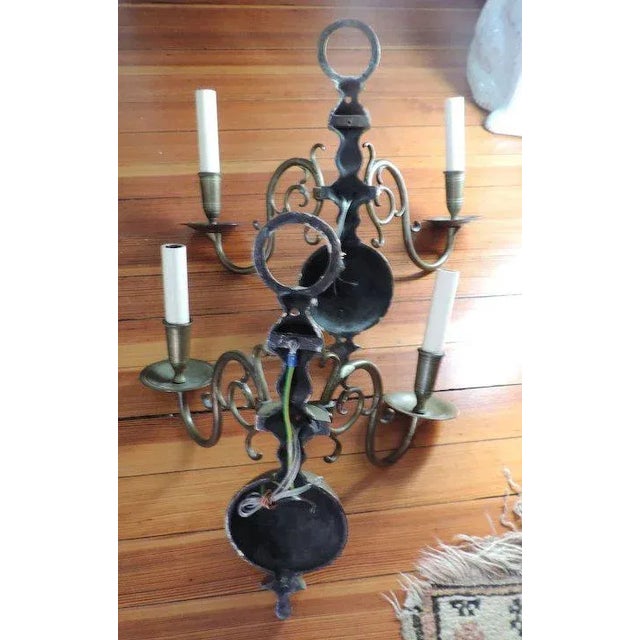 Metal 19th Century Dutch Brass Wall Sconces - A Pair For Sale - Image 7 of 11