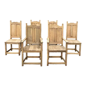 Set of 6 Rustic Antique Country French Dining Chairs Includes 2 Armchairs