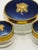 American Vintage American Beauty Blue & Gold Vanity Jar Set – Floral Glass Trinket Boxes, Set of 3 For Sale - Image 3 of 5