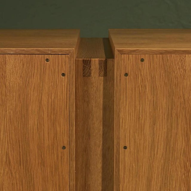 Brutalist Sideboard with Geometric Details in Oak, France, 1980s For Sale - Image 14 of 17