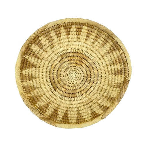 Early 20th Century Polynesian Style Bread Basket Bowl 13inch MATTER COLLECTION For Sale