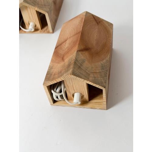 Swedish Sculptural Pine Wall Sconces, 1980s, Set of 3 For Sale - Image 10 of 18