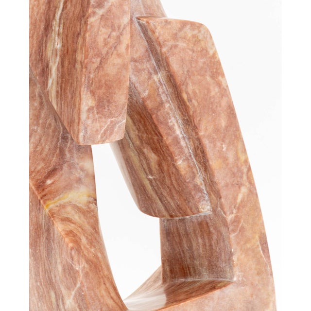 Modernist Vintage Abstract Pink Marble Sculpture For Sale - Image 9 of 10