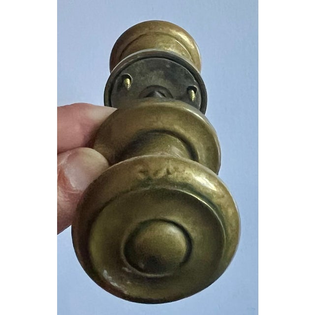 Antique 19th Century Small Size Brass Door Knobs - A Pair For Sale - Image 10 of 13