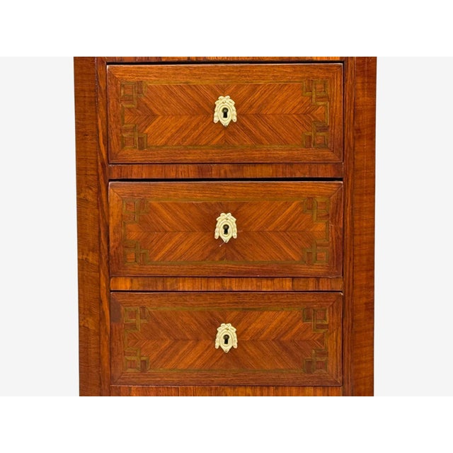 Louis XV Style, Tulipwood, Marquetry, Marble, Lingerie Chests, France, 1910s For Sale - Image 10 of 18