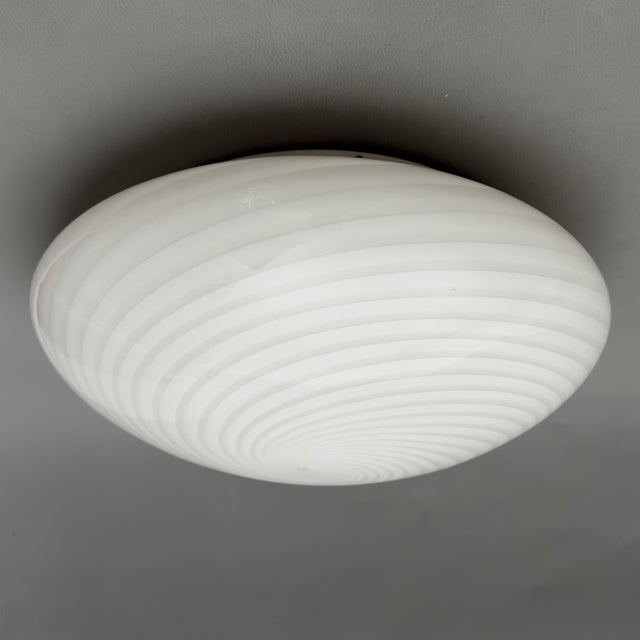 Large Murano Glass Swirl Ceiling Lamp in Opal White, 1970s For Sale - Image 12 of 12