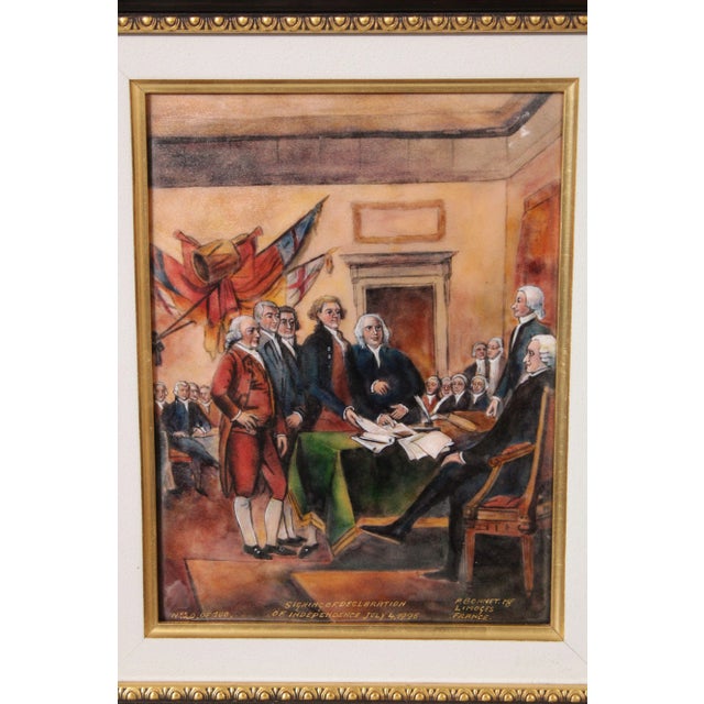 Mid 20th Century Pierre Bonnet 'Signing of Declaration of Independence' Limoges France Enamel Wall Plaque For Sale - Image 5 of 13