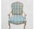 1990s Vintage Large Faux Bois Modern Plaid Green Blue Side Accent Chair For Sale - Image 5 of 11