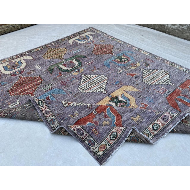 Lavender Tribal Rug 8x10 For Sale - Image 4 of 8