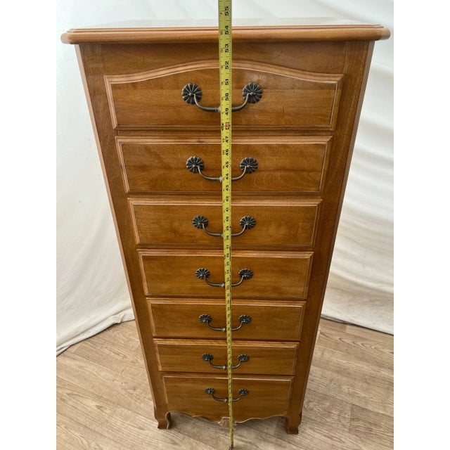 Brown Vintage Ethan Allen Lingerie Dresser French Country Seven Drawers Solid Maple For Sale - Image 8 of 11