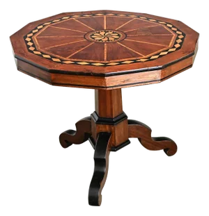 Italian 19th Century Marquetry Inlay Pedestal Table