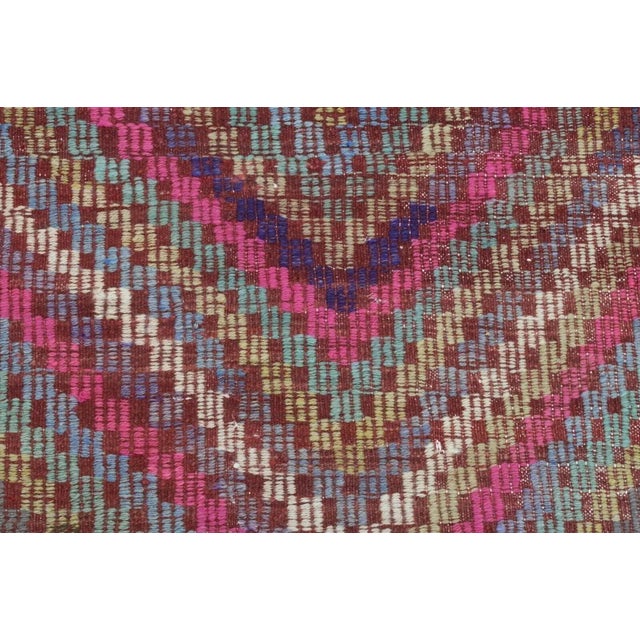 Brick Red Vintage Embroidered Kilim - 62" X 120" For Sale - Image 8 of 12