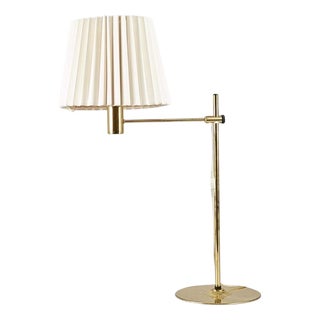 Brass Table Lamp with Pleated Shade attributed to Hans-Agne Jakobsson for Hans-Agne Jakobsson AB Markaryd, Sweden, 1960s For Sale