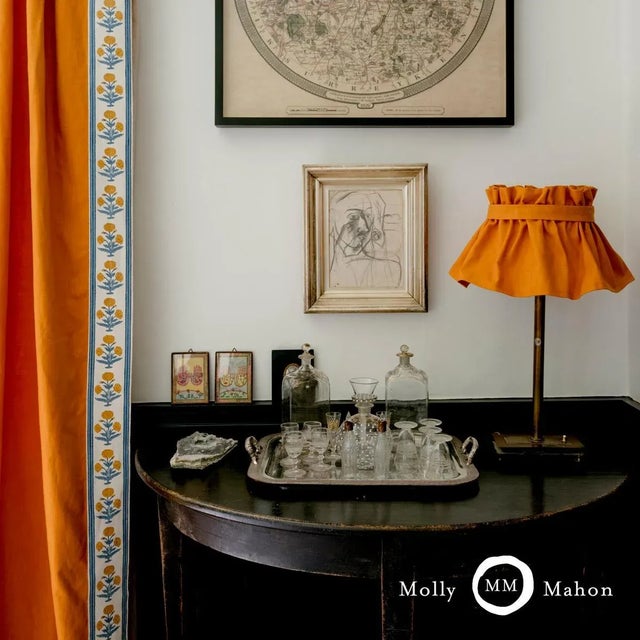 Schumacher SAMPLE - Schumacher x Molly Mahon Poppy Hand Block Trim In Blue For Sale - Image 4 of 4