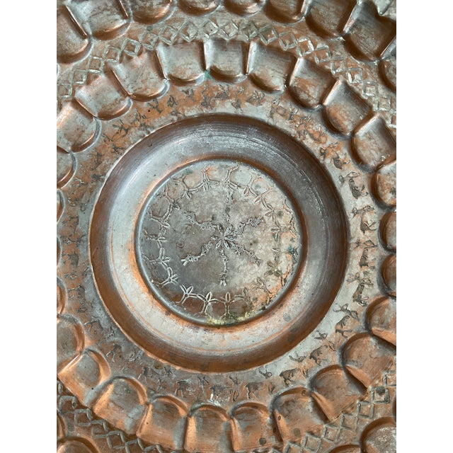 Vintage Hand Hammered Egyptian Copper Bowl With Etchings For Sale - Image 10 of 11