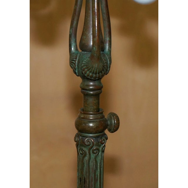 Bronze Antique Original Tiffany Studios Nyc O'Brien Bronze Height Adjustable Table Lamp For Sale - Image 8 of 18