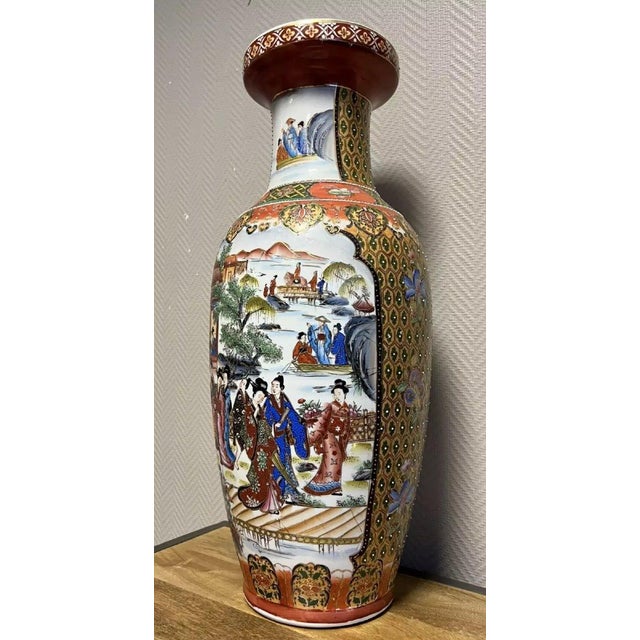 Large Asian Porcelain Vase with Lively Scenes, 1930s For Sale - Image 4 of 4