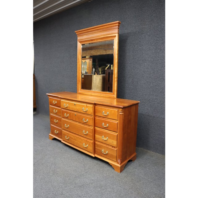 Late 20th Century Harden Classic Cherry Dresser With Mirror, Solid Cherry, 12 Drawer For Sale - Image 5 of 18