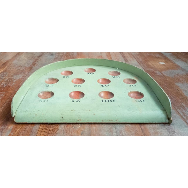 20th Century Primitive Folk Art Skee Ball Gameboard in Pistachio Green For Sale - Image 4 of 11