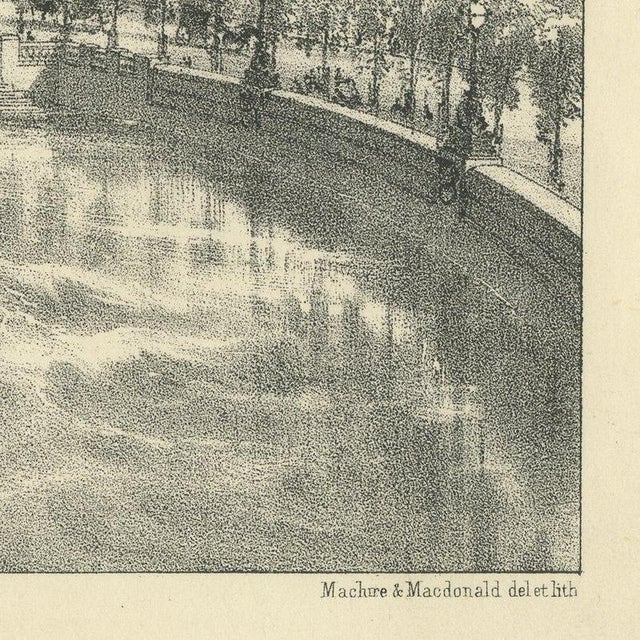 Beige Maclure and Macdonald, The Thames Embankment, Victorian London, 1880, Lithograph For Sale - Image 8 of 12