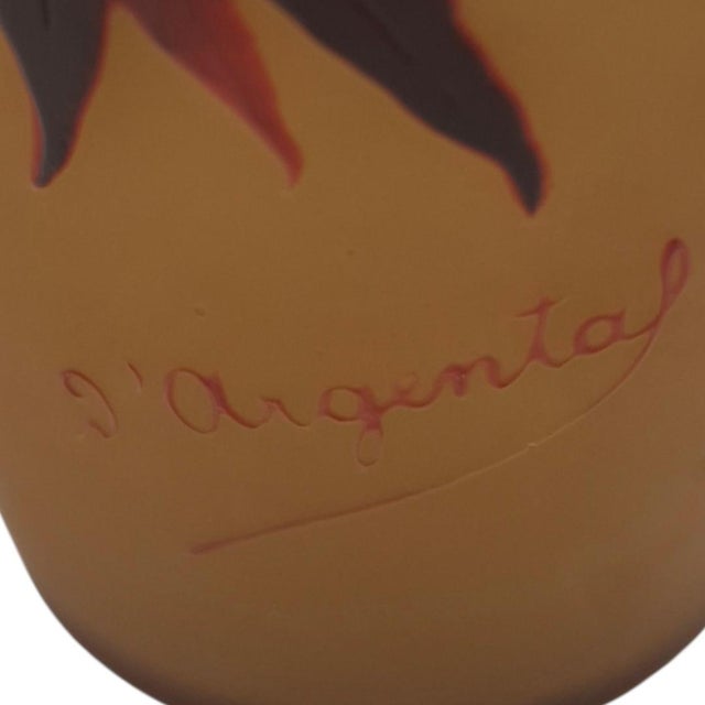 1900 - 1909 Antique d'Argental Art Nouveau Cameo Glass Botanical Berry Vase (10 Inches) For Sale - Image 5 of 12