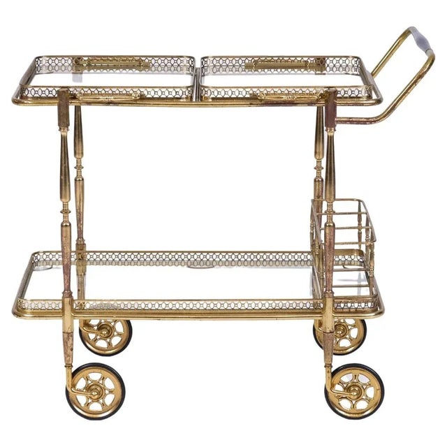 Mid-Century Brass & Glass Bar Cart, 1960s For Sale - Image 12 of 12
