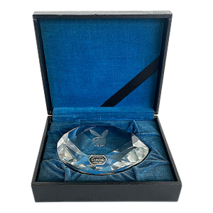 1960s Cut Crystal "Playboy Bunny" Commemorative Paper Weight, Original Box