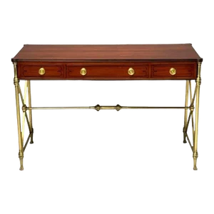 Kittinger, English Regency, Campaign Desk, Rosewood, Satinwood, Brass, Usa 1950s
