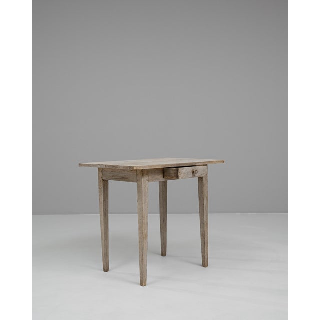 Greige 19th Century French Bleached Oak Side Table For Sale - Image 8 of 12