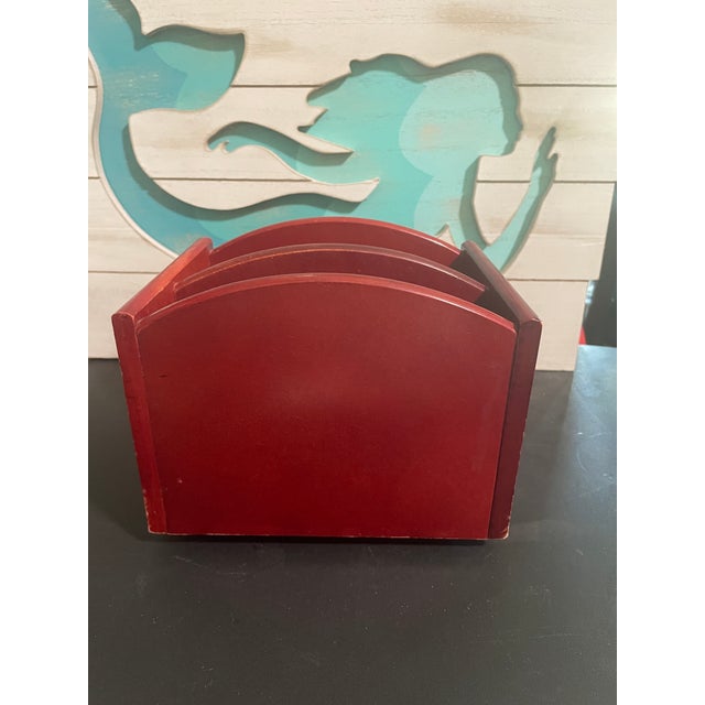 1970s Vintage Cherry Wood Lazy Susan Napkin & Condiment Holder With Heart Cutouts For Sale - Image 5 of 7