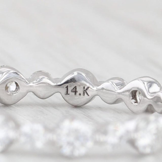 Metal 0.94ctw Diamond Eternity Band 14k White Gold Wedding Ring Size 6.25 Stackable For Sale - Image 7 of 9