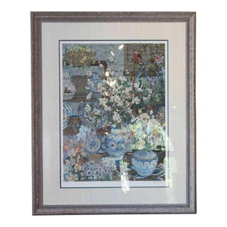 Mid 20th Century Floral Composition Realism Serigraph For Sale