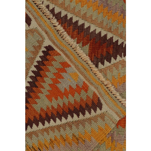 Gold 1950s Vintage Turkish Kilim Rug in Orange, Gold and Teal Geometric Patterns For Sale - Image 8 of 8