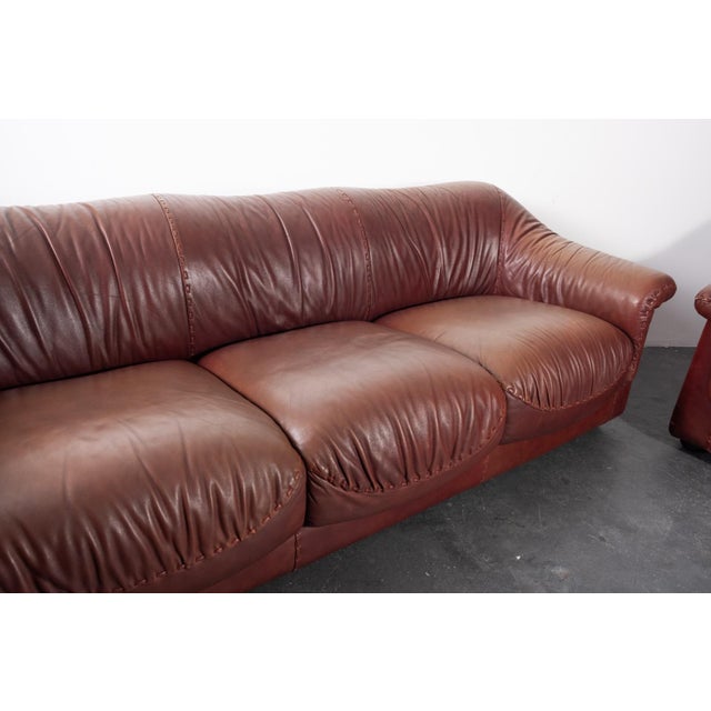 Vintage Leather Sofa and Chairs, 1970s, Set of 3 For Sale - Image 3 of 15